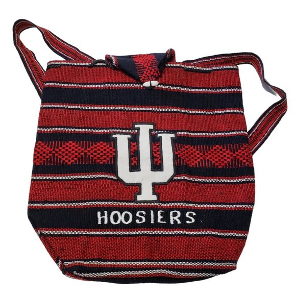 Indiana Hoosiers Fabric Woven Backpack with Logo, Red and Black - Picture 1 of 9